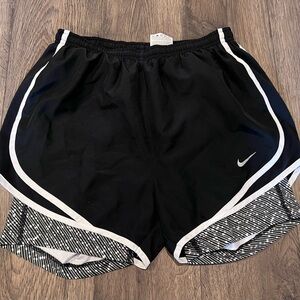 Nike Women's Black and White Athletic Shorts